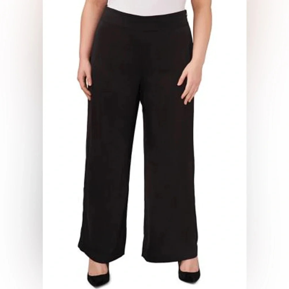 CeCe Women's Flowy Wide Leg Side Zip Pants, Rich Black, Size 14W, GUC - Picture 2 of 8
